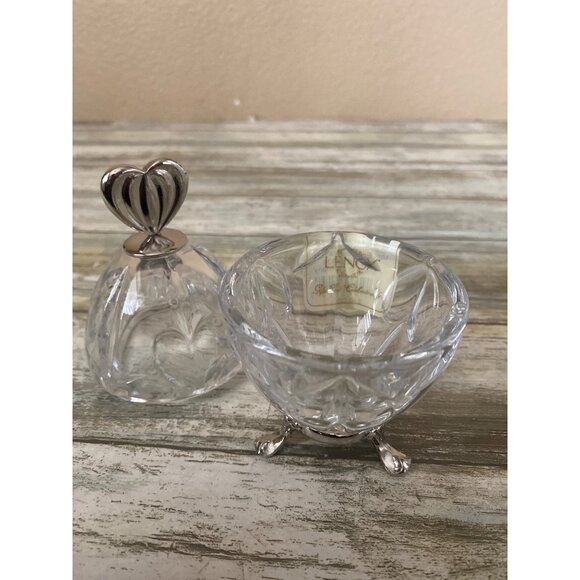 Lenox Crystal Mini Egg Trinket Boxes Set of 2 Diamonds & Pearls Made Germany - Picture 15 of 16